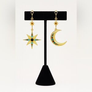Torrid- Celestial Gold Earrings with Turquoise Accents